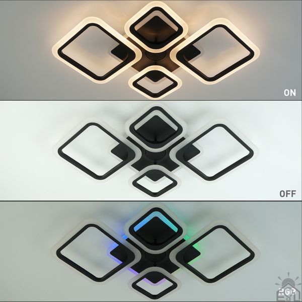 Смарт люстра з колонкою керована світлодіодна OVAL RGB MUSIC 5S 80 Вт 725x460x80 мм  10590 фото