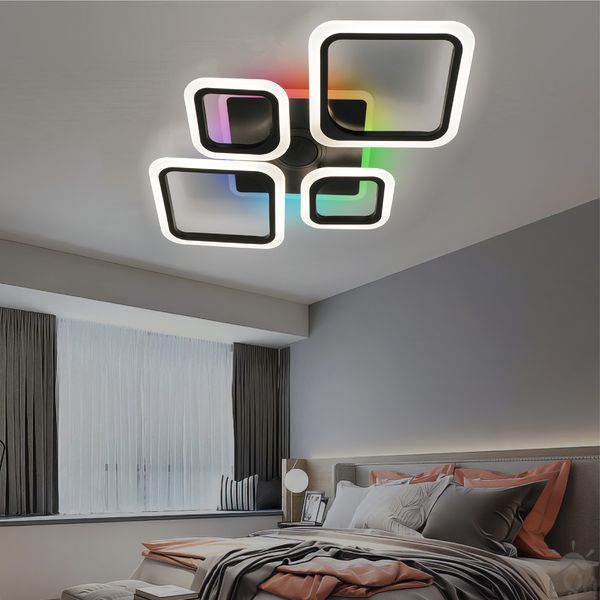 Смарт люстра з колонкою керована світлодіодна OVAL RGB MUSIC 5S 80 Вт 725x460x80 мм  10590 фото
