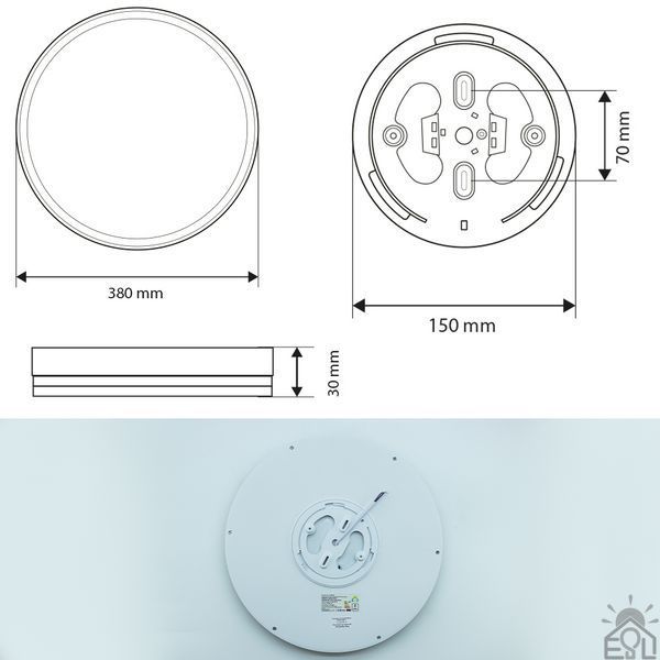 Управляемый светодиодный светильник ORBITA 45W R-RC-380x30 мм Белый 10653 фото