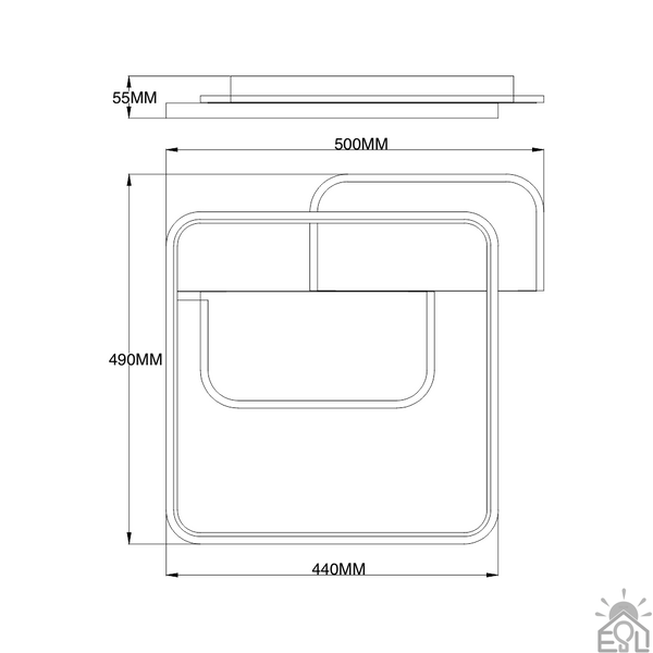 Керована світлодіодна люстра CODE 70W 3S-500×490×55-WHITE/BLACK-220-IP20 10434 фото