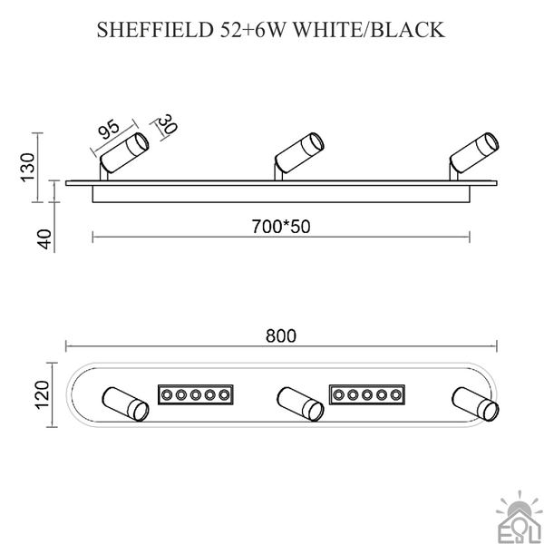 Керована світлодіодна люстра SHEFFIELD 52+6W 3RL-APP-800x120-WHITE/BLACK-220-IP20 10211 фото