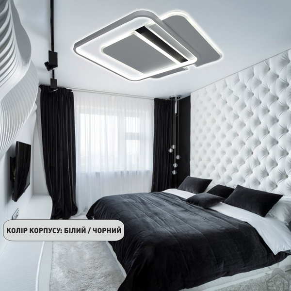 Управляемая светодиодная люстра SAVIO 100W 2S-500×500×60-WHITE/BLACK-220-IP20 10438 фото