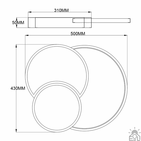 Керована світлодіодна люстра ECONOMICO 60W 3R 500×430×50-WHITE/WHITE-220-IP20 10439 фото