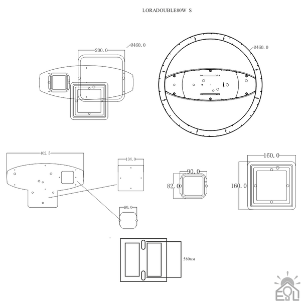 Керована світлодіодна люстра LORA DOUBLE 78W S-ON/OFF-460х65-WHITE/WHITE-220-IP20 10118 фото