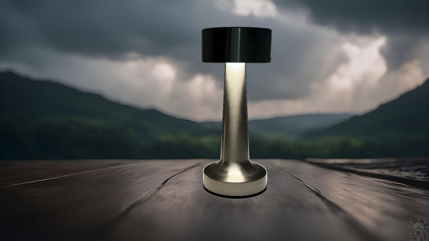 Настільна лампа сенсорна світлодіодна ESLLSE DOWN LIGHT з акумулятором 1200 mA Срібляста 10317-1 фото