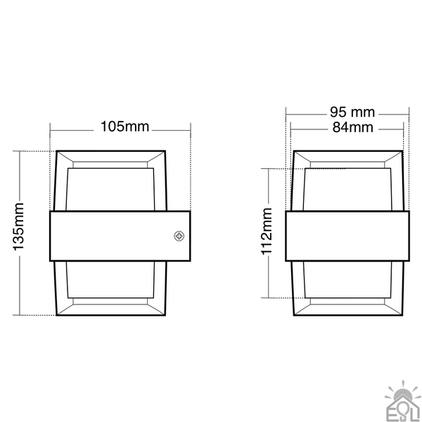 Світлодіодний світильник бра VALO 9W S 105×95×135 BLACK/CLEAR-220-IP54 10448 фото