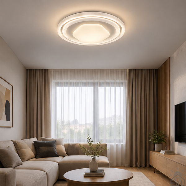 Керована світлодіодна SMART люстра CARDIFF R 95 Вт 500x80 мм Біла 10740 фото