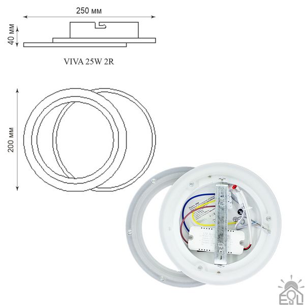 Керований світлодіодний світильник бра VIVA 25W 2R-ON/OFF-250×200×40-WHITE/BLACK-220-IP20 10449 фото