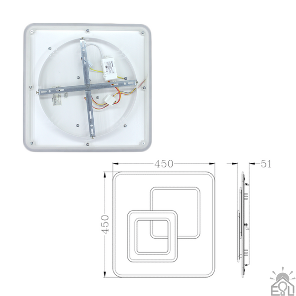 Керована світлодіодна люстра UNIVERSE 85W S ON/OFF 450x450x51 WHITE 220 IP20 10404 фото