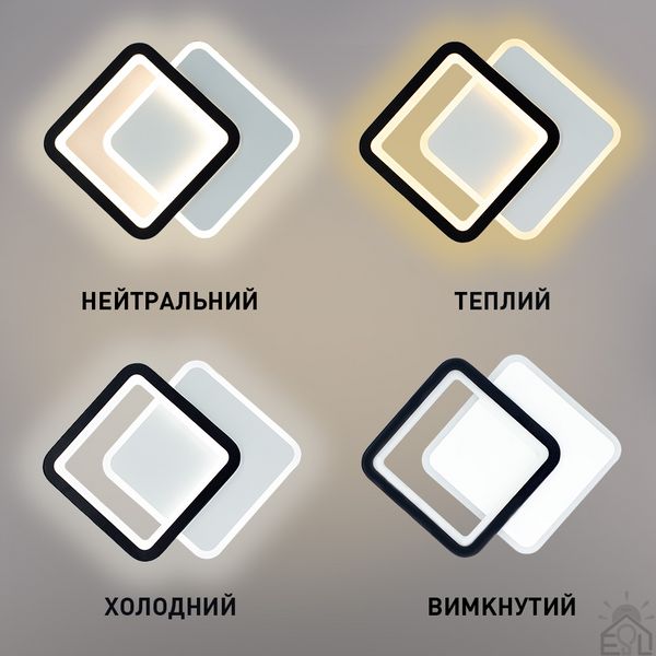 Керований світлодіодний світильник бра VIVA 28W 2S-ON/OFF-250×200×40-WHITE/BLACK-220-IP20 10450 фото