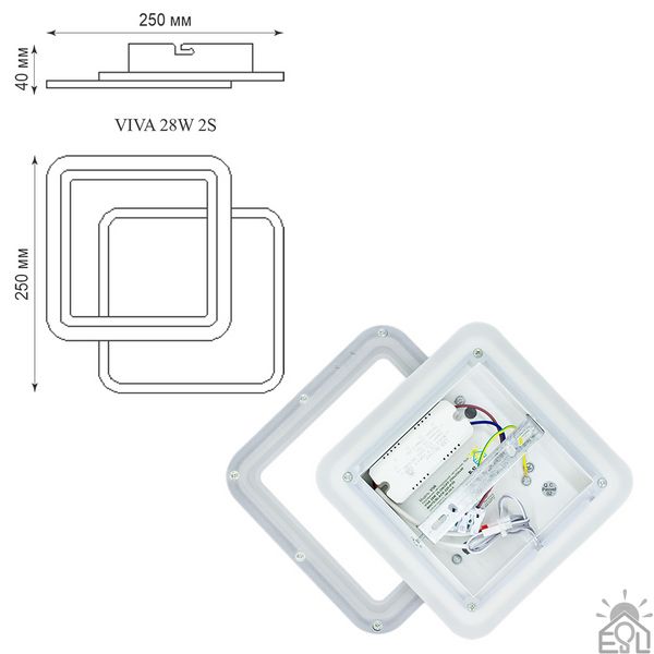 Управляемый светодиодный светильник, бра VIVA 28W 2S-ON/OFF-250×200×40-WHITE/BLACK-220-IP20 10450 фото