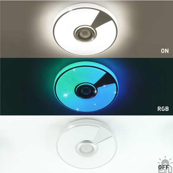 Управляемая МУЗЫКАЛЬНАЯ светодиодная люстра SONG RGB 40W R-SMART-330×65-WHITE/CHROME/SHINY-220-IP20 10451 фото