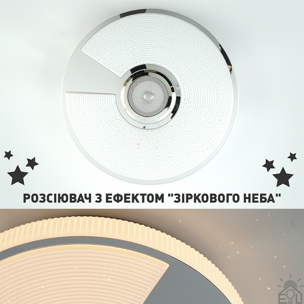 Керована МУЗИЧНА світлодіодна люстра SONG RGB 40W R-SMART-330×65-WHITE/CHROME/SHINY-220-IP20 10451 фото