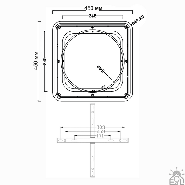 Управляемая светодиодная люстра VEGA dual 85W 2S-ON/OFF-450×450×52-WHITE/WHITE-220-IP20 10406 фото