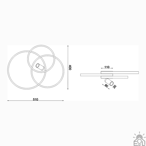 Управляемая светодиодная люстра IRUMA 70W 3R-DL-APP-510×400×65-WHITE/BLACK-220-IP20 10410 фото