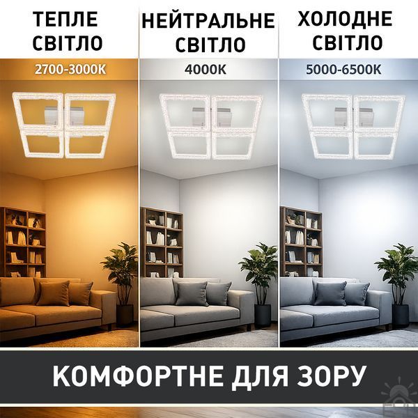 Управляемая светодиодная люстра ESLLSE OBRII ICE 65 Вт 465x465x90 мм Белая 10681 фото