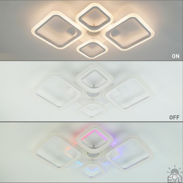 Смарт люстра з колонкою керована світлодіодна OVAL RGB MUSIC 5S 80 Вт 725x460x80 мм Бiла 10591-1 фото