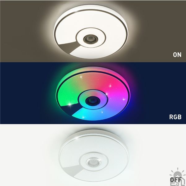 Смарт люстра музична керована світлодіодна SONG R RGB 80 Вт 480x75 мм Біла 10453-1 фото