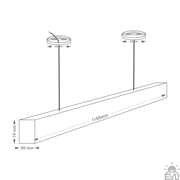 Підвісний світлодіодний світильник SOLO 40W ON/OFF-1185x50x75-BLACK-220-IP20 10459 фото