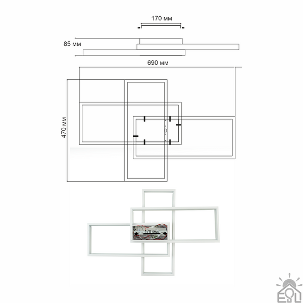 Керована світлодіодна люстра SVEN 85W 3S SMART 690x470x85-WHITE-220-IP20 10461 фото