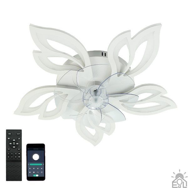 Керована світлодіодна люстра з вентилятором FAN ASTRA 85W+18W 5F-APP-680×120-WHITE/CLEAR-220-IP20 10419 фото