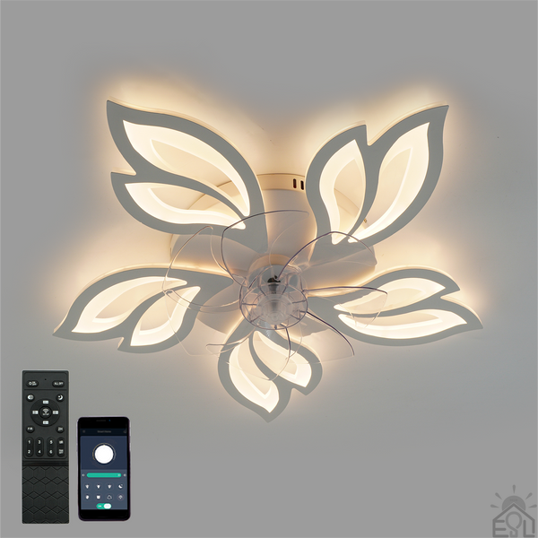 Керована світлодіодна люстра з вентилятором FAN ASTRA 85W+18W 5F-APP-680×120-WHITE/CLEAR-220-IP20 10419 фото