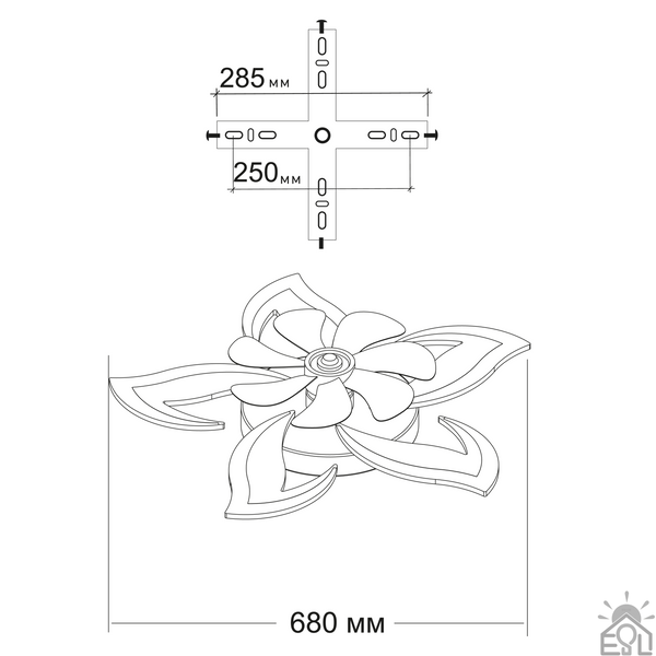 Управляемая светодиодная люстра с вентилятором FAN ELLA 72W+18W 5F-APP-680×120-WHITE/WHITE-220-IP20 10420 фото