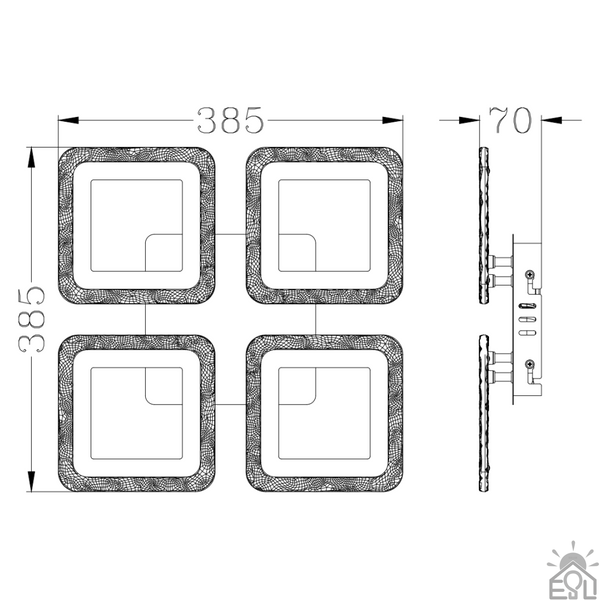 Керована світлодіодна люстра ROOM ICE RGB 70W 4S-APP-385×385×75-WHITE-220-IP20 10415 фото