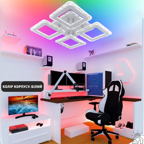 Управляемая светодиодная люстра ROOM ICE RGB 70W 4S-APP-385×385×75-WHITE-220-IP20 10415 фото