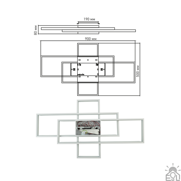 Керована світлодіодна люстра SVEN 123W 3S SMART 900x500x80-WHITE-220-IP20 10465 фото