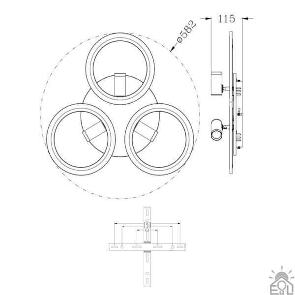 Управляемая светодиодная люстра SONNE DOWNLIGHT 70W 3LR-APP-582×115-BLACK/WHITE-220-IP20 10421 фото