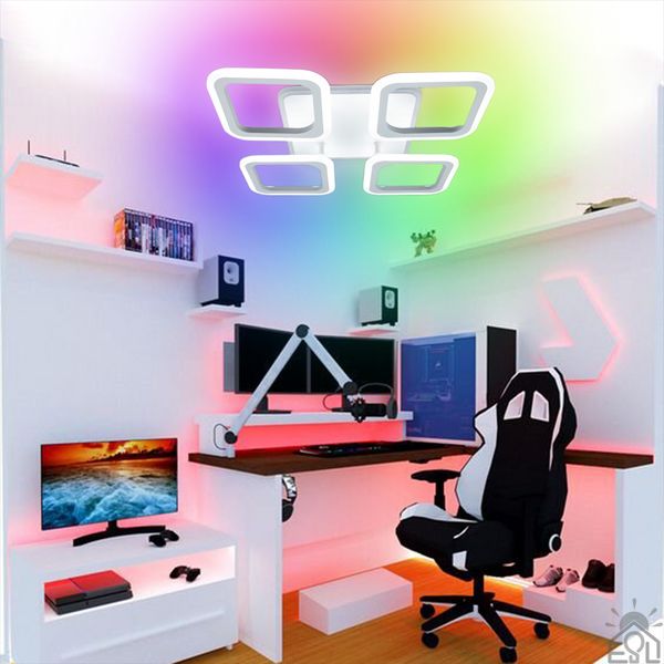 Управляемая светодиодная люстра ROOM RGB 70W 4S SMART 385×385×75-WHITE-220-IP20 10472 фото