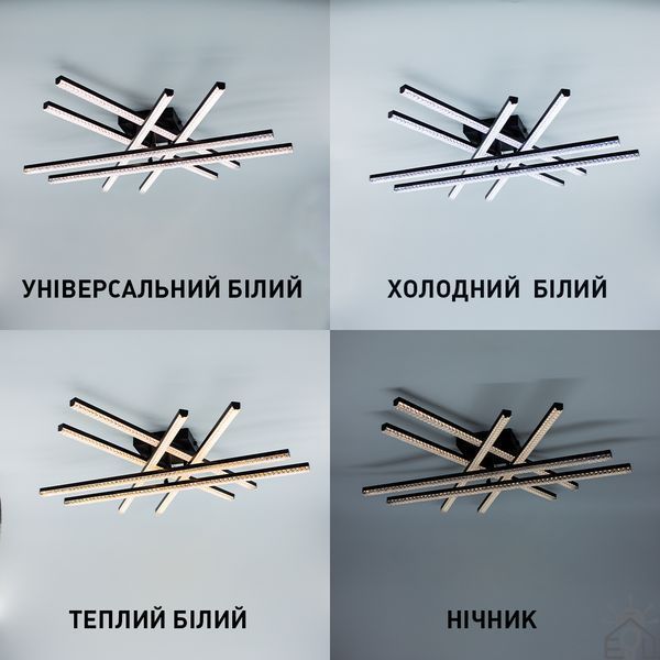 Керована світлодіодна люстра LINE ICE 100W 6L RC-800x800x125 мм Чорна 10648 фото