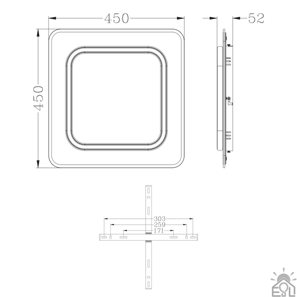 Управляемая светодиодная люстра VEGA DUAL 80W 2S ON/OFF-450×450×52-WHITE/BLACK-220-IP20 10428 фото