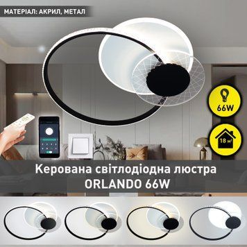 Смарт люстра керована світлодіодна ORLANDO 3R 66 Вт 555x456x58 мм  10473 фото